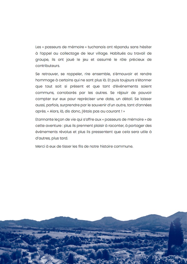 Tuchan au cœur – texte d’introduction des passeurs de mémoire